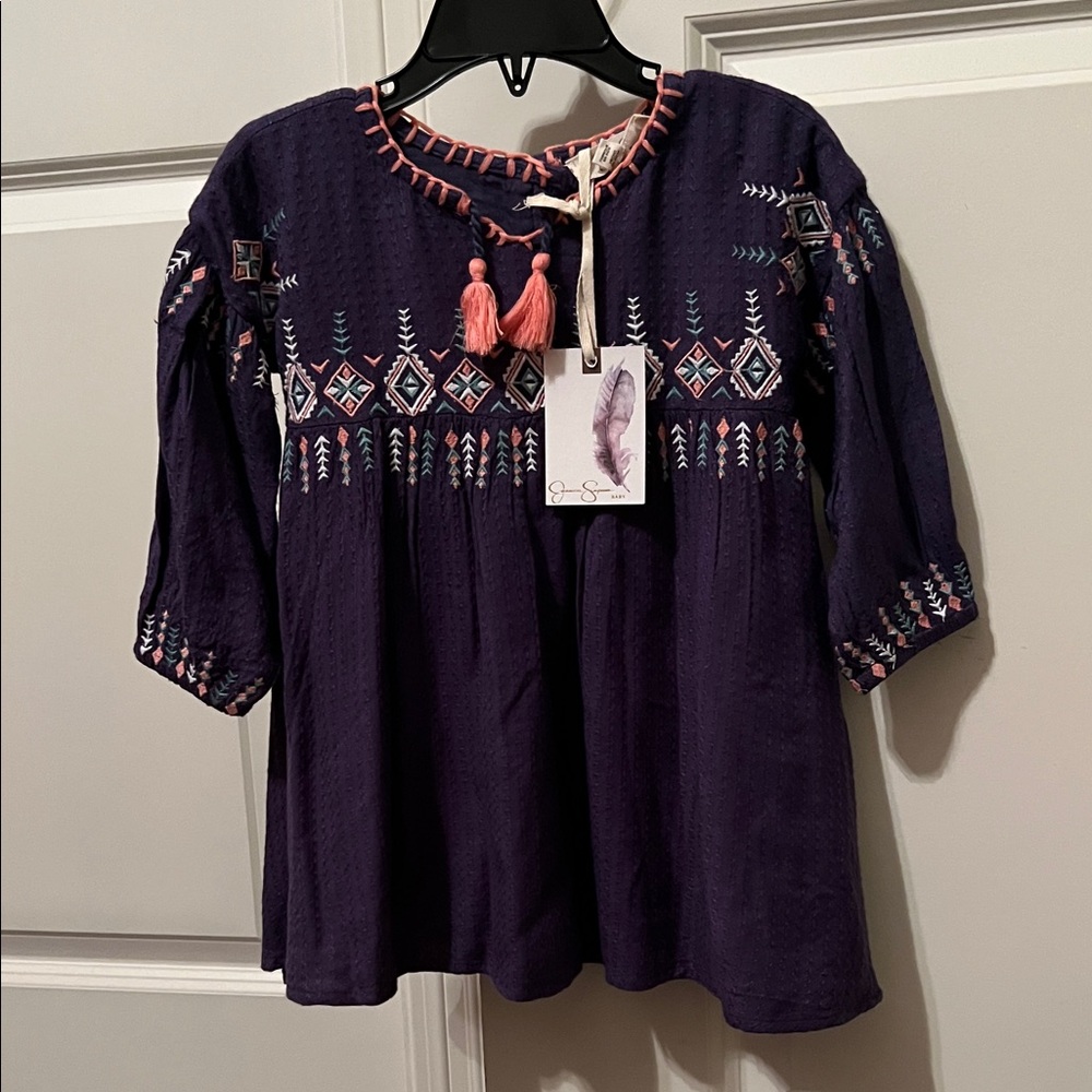 NWT Jessica Simpson Blue Embroidered Dress Size 18M